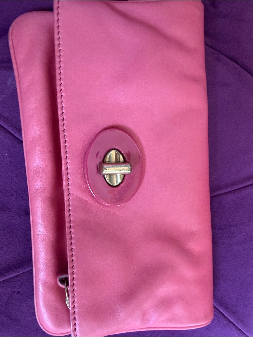 Coach Coral Pink Leather Wristlet Clutch - Picture 2 of 13